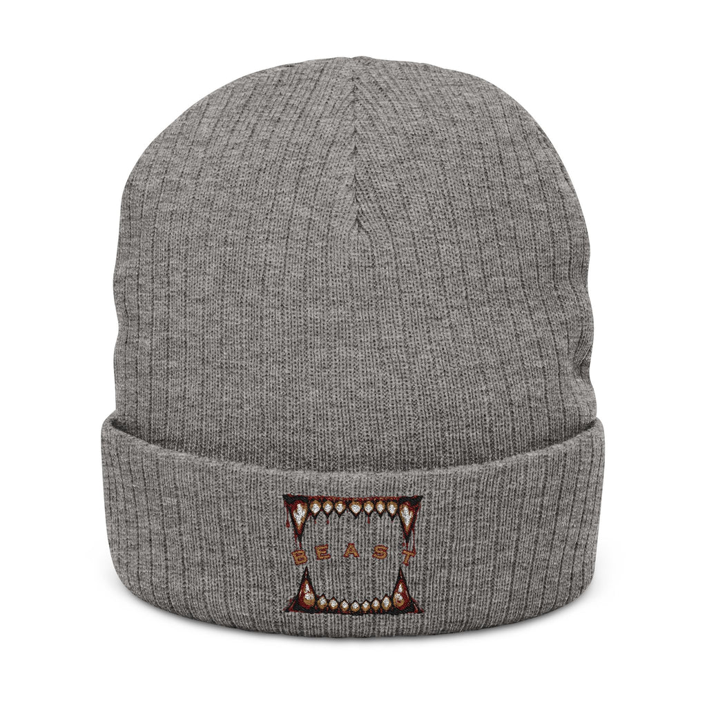 Beast Ribbed Knit Beanie (Embroidery)