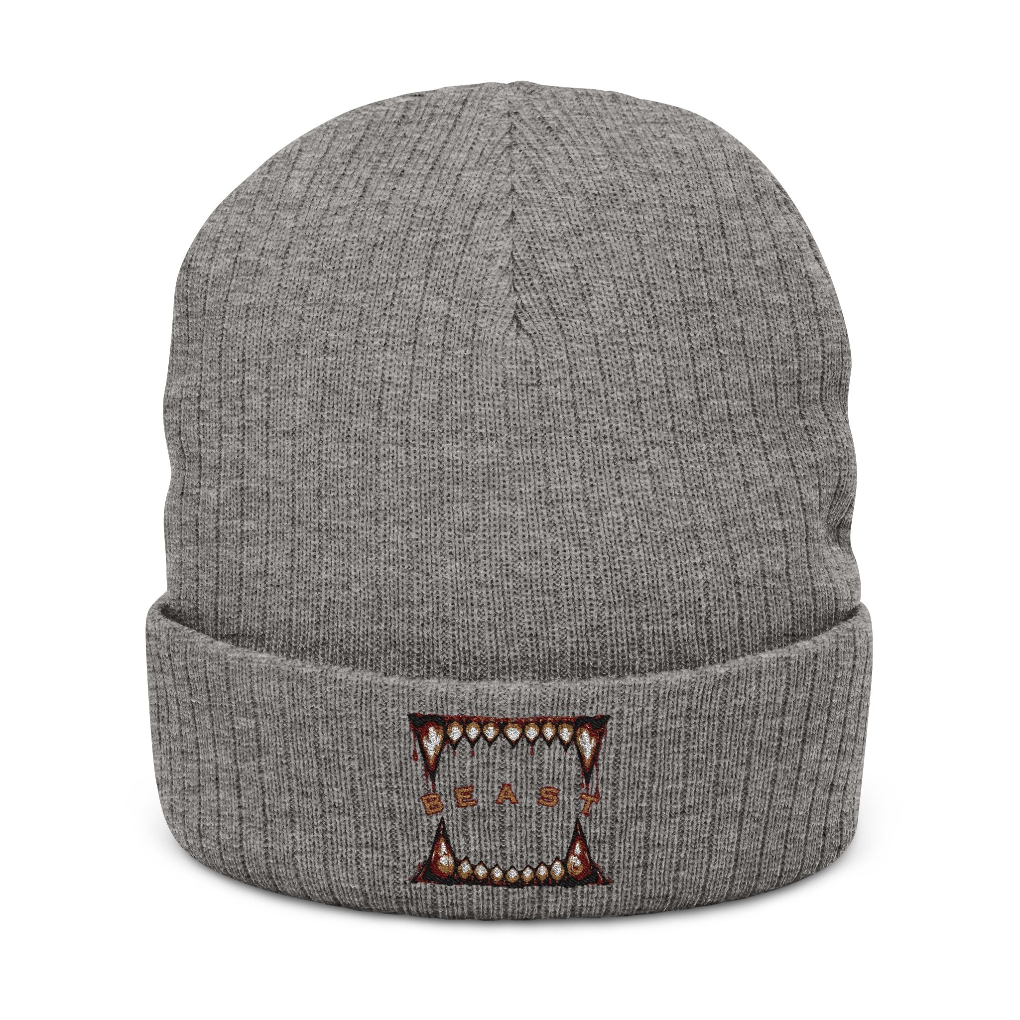 Beast Ribbed Knit Beanie (Embroidery)