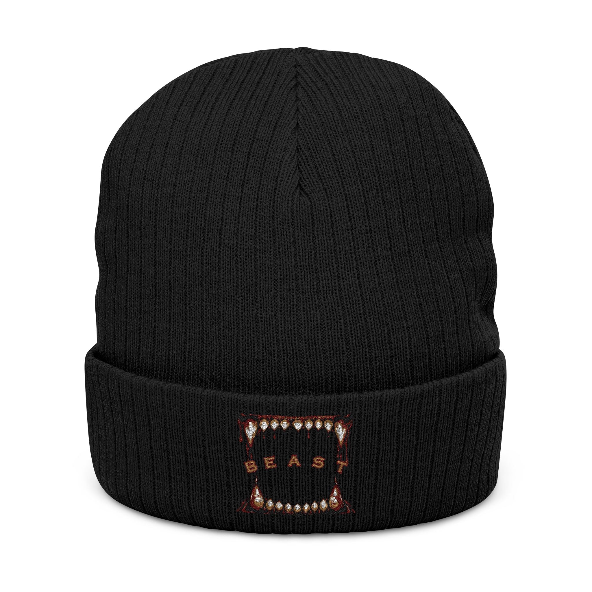 Beast Ribbed Knit Beanie (Embroidery)